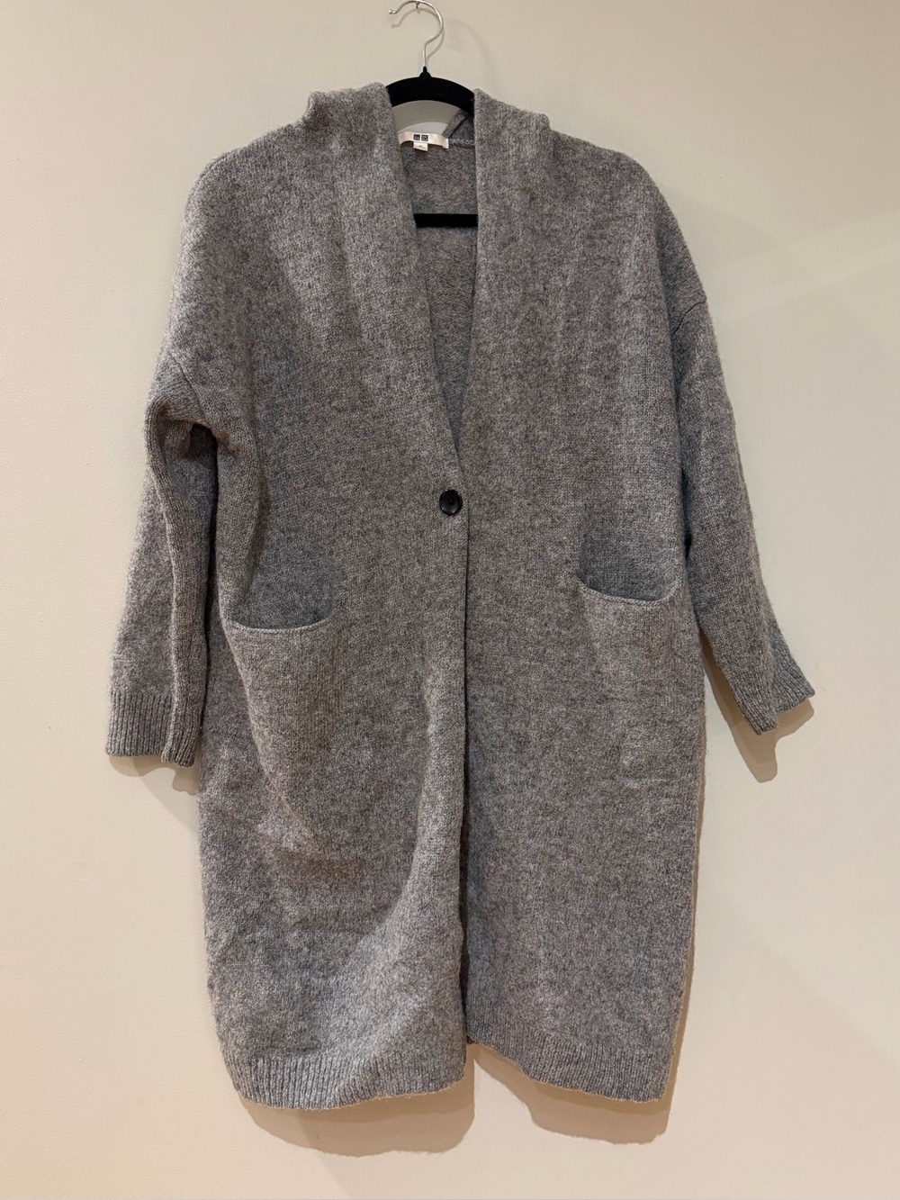 Uniqlo Gray Long Wool Cardigan Sweater